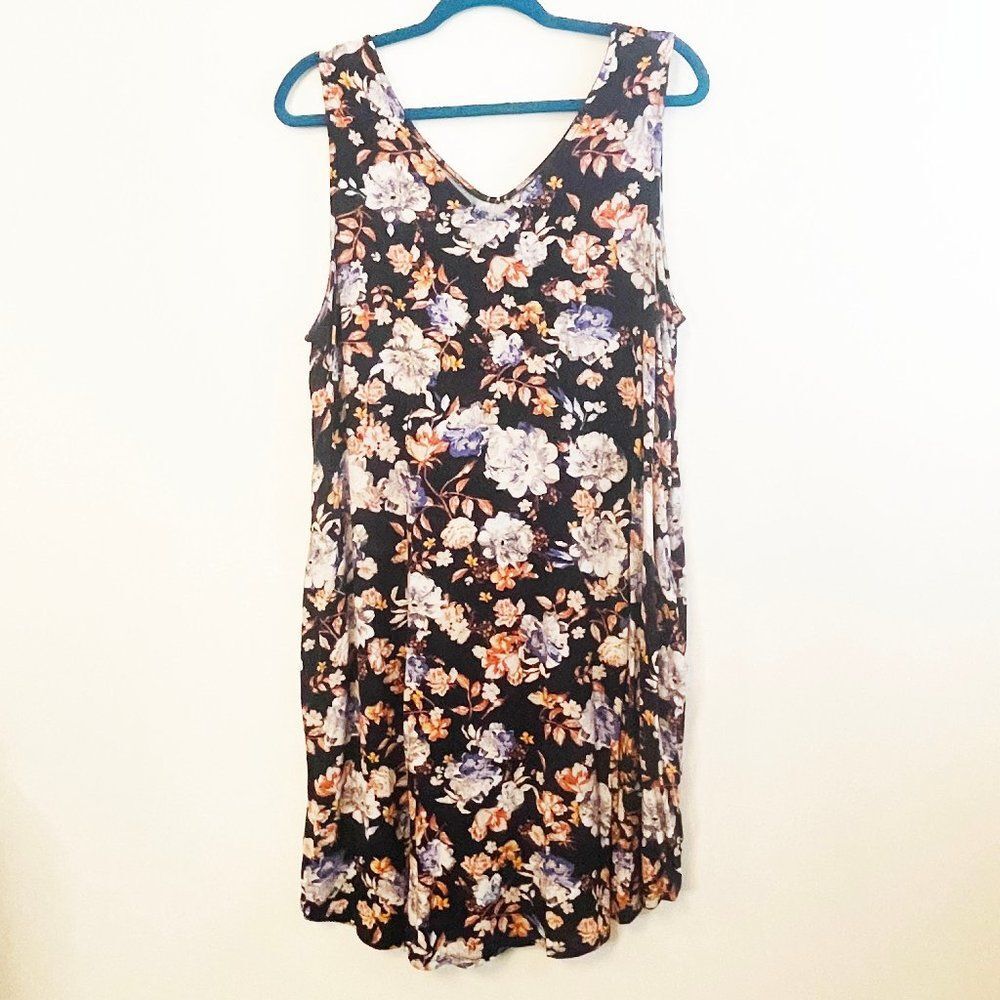 Maurices 24/7 Shift Dress, Blue Coral Floral Boho Cottagecore Size XL